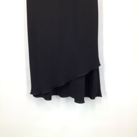 SL Fashions Women's Black Dress Size 12 Flutter Sleeve Sheath Midi - Picture 2 of 6